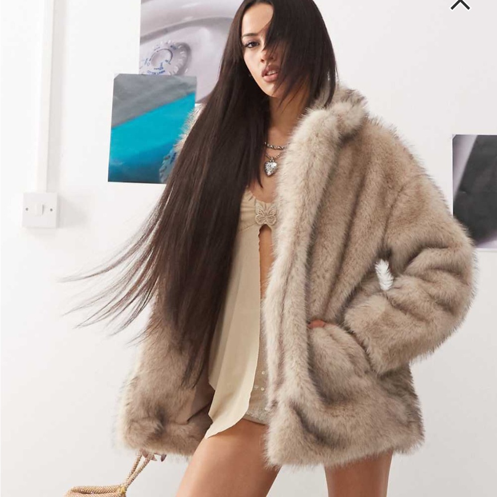 Princess Polly Tan Teddy Jacket Oversized Cozy